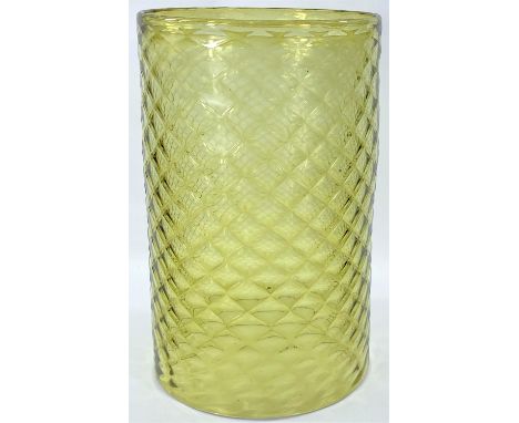 A Victorian cylindrical moulded glass light shade, 32 x 20cm, glass inner only, no attachment