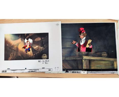 An American Tail: Fievel Goes West - 2 hand painted animation cells of Fievel and Cat R Waul, both with photocopied backgroun