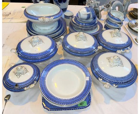 A Royal Worcester "Viceroy" 6 setting dinner and tea service, 55 pieces 