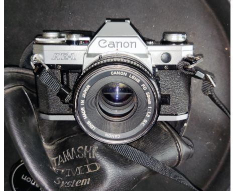 A vintage Canon AE-1 SLR camera