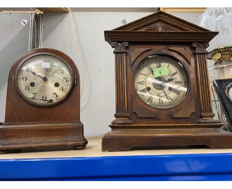A late 19th century American mantel clock in architectural case; a mantel clock in arch top case; etc. 