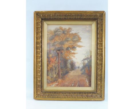 M. FELLOWS - country lane scene, watercolour, signed and dated 1909, Phillips auction label to verso, sale no. B1123, 16 x 20