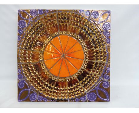 An unusual 1970s tile art study, by repute this was one of six commissioned by Brocks of Exeter, an upmarket furniture shop, 