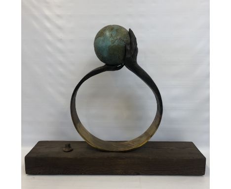 LORENZO QUINN - a superb bronze sculpture in the form of a globe held by a pair of hands, signed to the base an stamped AP 2,