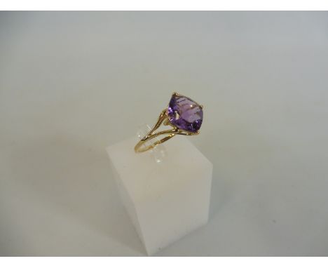 A 9ct gold ring, set with a large Ametista amethyst, by repute 3.52cts, size 9 ring, with certificate of authenticity.