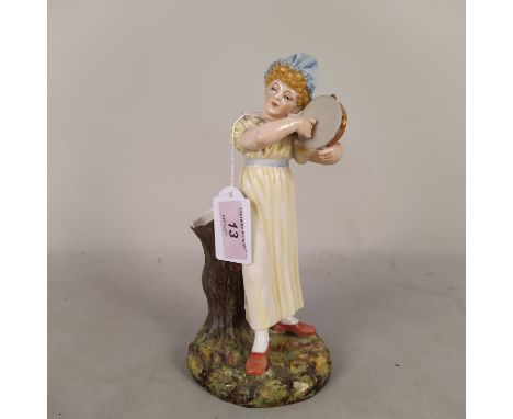A Royal Worcester tambourine player marked 1032 to base, 8 3/4" high