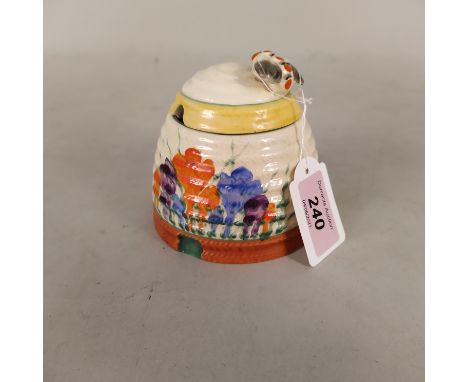 A Clarice Cliff Crocus pattern honey pot