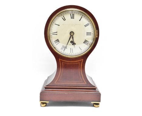 An Edwardian Goldsmiths & Silversmiths Company, 8 day chain fusee, mahogany cased balloon mantle clock, the 6" convex dial si