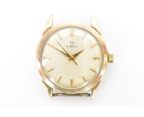 An Omega, manual wind, gents, 9ct gold wristwatch, circa 1954, having a silvered dial with gilt baton markers, the calibre 42
