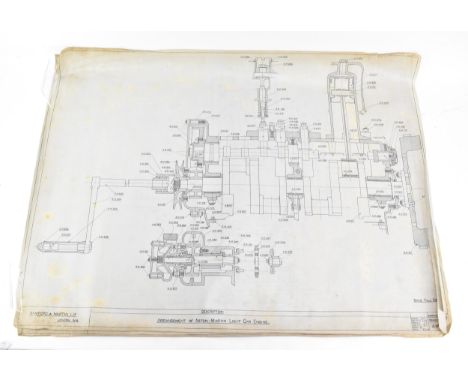 Four early 20th century rolled car engineering drawings for Aston Martin, dated 1920, 1923 and an undated example, reading 'B