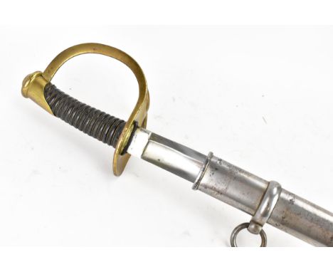A 19th century French, 1822 model cavalry trooper's sabre with curved fullered blade, blade length 91cm, brass triple-bar hil