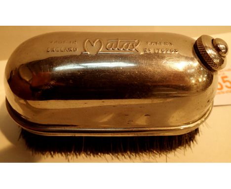 Unusual 1920s stainless steel Mutax hot water filled hat brush. P&amp;P Group 1 (£14+VAT for the first lot and £1+VAT for sub