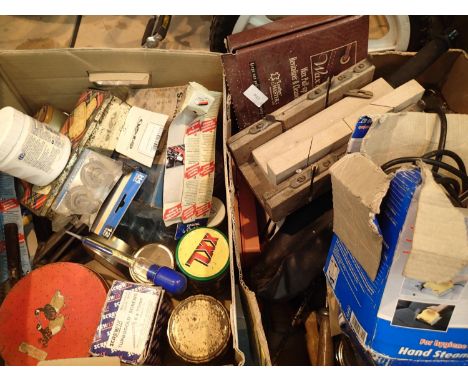 Two boxes of garage tools, fittings, spanners etc. Not available for in-house P&amp;P, contact Paul O'Hea at Mailboxes on 019