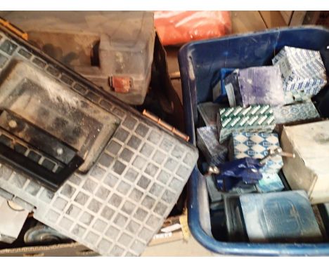 Box of tools to include handheld disc cutter and a box of fittings etc. Not available for in-house P&amp;P, contact Paul O'He
