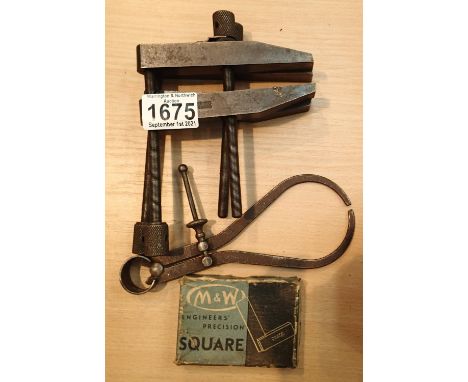 Four engineers tools to include Moore and Wright, two parallel clamps, two inch set square etc. Not available for in-house P&