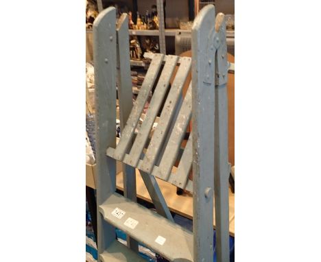 Wooden folding five step ladder. Not available for in-house P&amp;P, contact Paul O'Hea at Mailboxes on 01925 659133 