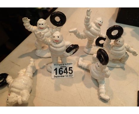 Six cast iron Michelin Men figurines, H: 8 cm. P&amp;P Group 1 (£14+VAT for the first lot and £1+VAT for subsequent lots) 