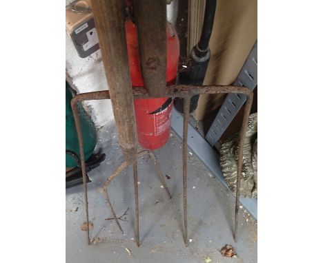 Large vintage hay fork and smaller fork. Not available for in-house P&amp;P, contact Paul O'Hea at Mailboxes on 01925 659133 