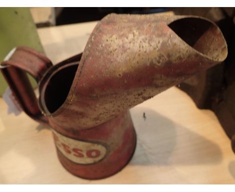 Vintage metal Esso 1 pint oil pouring jug. Not available for in-house P&amp;P, contact Paul O'Hea at Mailboxes on 01925 65913