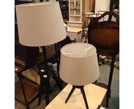 Two modern tripod form free standing lamp. Not available for in-house P&amp;P, contact Paul O'Hea at Mailboxes on 01925 65913