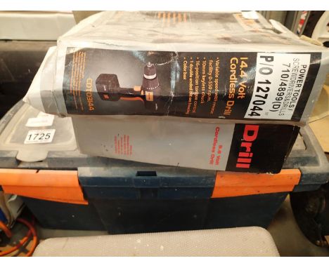 Challenge 14.4V cordless drill, a 9.6V drill and a toolbox. Not available for in-house P&amp;P, contact Paul O'Hea at Mailbox