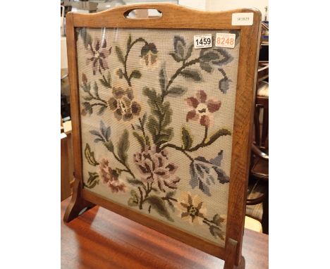 1930s walnut framed tapestry fire screen. Not available for in-house P&amp;P, contact Paul O'Hea at Mailboxes on 01925 659133