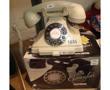 Ivory, GPO Carrington, push button telephone in 1920s styling with pull-out pad tray; compatible with modern telephone bankin