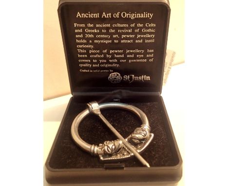 Boxed Celtic brooch by St Justin jewellery. P&amp;P Group 1 (£14+VAT for the first lot and £1+VAT for subsequent lots) 