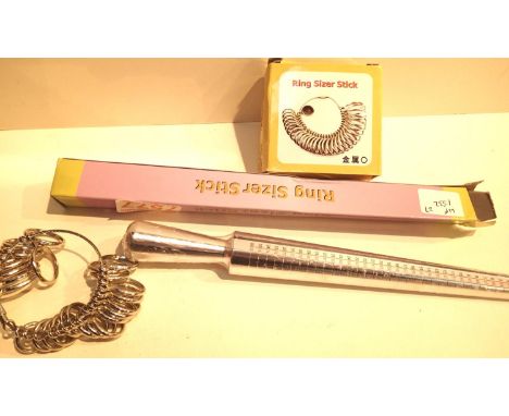 New old stock boxed stainless steel ring sizer mandrel and a boxed set of finger ring sizers. P&amp;P Group 1 (£14+VAT for th