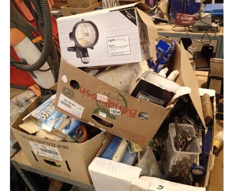 Three boxes of tool fittings, car polish, vintage strobe timing light etc. Not available for in-house P&amp;P, contact Paul O