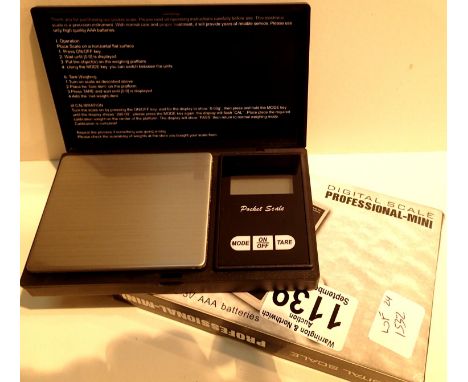 Boxed 500g digital professional mini scale. P&amp;P Group 1 (£14+VAT for the first lot and £1+VAT for subsequent lots) 