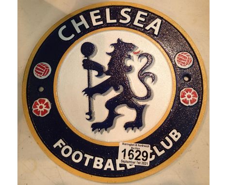 Cast iron Chelsea Football Club badge plaque, D: 24 cm. P&amp;P Group 2 (£18+VAT for the first lot and £3+VAT for subsequent 