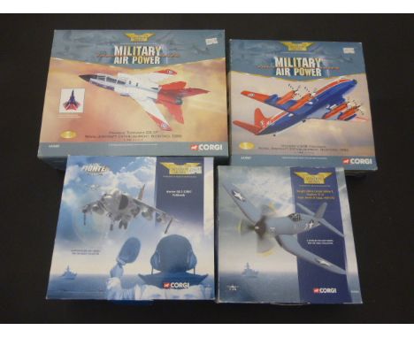 Four boxed Corgi Aviation Archive diecast models, 1:72 scales, Vought F4U-1 Corgair AA33001, Harrier GR.3XZ997, AA 32401, Pan