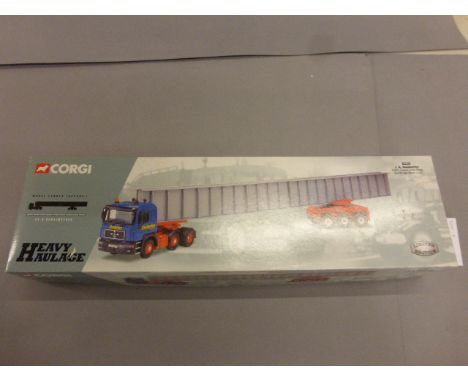 Boxed Corgi ltd edn 1:50 Heavy Haulage 76802 I R Dunkerley MAN Tractor Unit, Bogie and Bridge Beam Load, diecast excellent, b