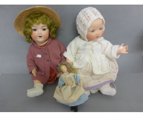 Two Armand Marseille bisque head composition dolls to include baby with sleeping eyes marked AM Germany 351./k to back of nec