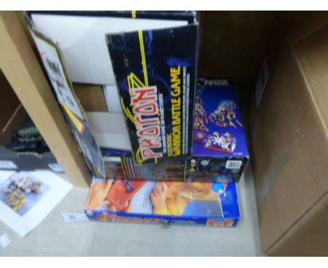 Three boxed toys to include Grand Toys Photon electric warrior, K-Nex cased and unopened and Peter Pan Fireball