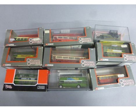 Nine boxed Corgi The Original Omnibus Company diecast vehicles 1:76 scale to include; 97905, 97900, 97860, 97859, 97854, 9785