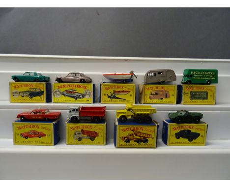 Nine boxed Matchbox Lesney Series 75 diecast vehicles to include 46 Pickfords Removal Van, 33 Ford Zephyr III in turquoise44,