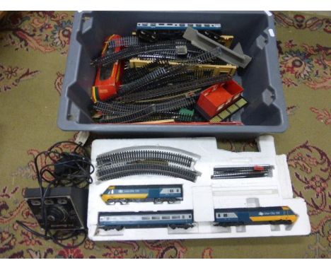 Collection of OO gauge model railway to include Hornby Intercity 125 engine and coach set