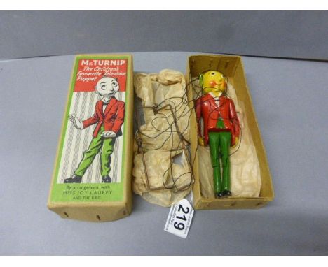 Boxed metal Mr Turnip The Children's Favourite Puppet in vg condition