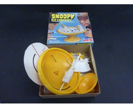 Boxed Mattel Monogram Snoopy Ice Hockey with Woodstock and his birdbath with instructions