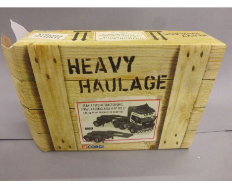 Boxed ltd edn Corgi Heavy Haulage CC12909 Scania Topline Tractor Unit, Single & Double Axle Jeep Dolly - Cadzow, excellent co
