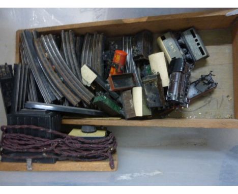 Collection of TTR Trix Twin Railway to include LMS 5647 engine in maroon, 11 items of rolling stock and track, in need of a c