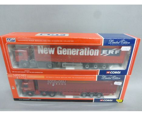 A limited edition Corgi m.a.n curtainside - safeguard storage, 75805, scale 1:50, with c.o.a, along with Corgi limited editio