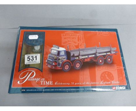 Boxed Corgi Passage of Time diecast vehicle 1:50 scale 23702 Leyland (LAD) Octopus Platform Lorry with Steel Bar Load & Losto