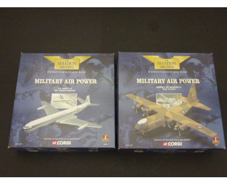 Two boxed Corgi The Aviation Archive  Military Air Power diecast aircraft 1:144 scale aircraft to include; 48503 D.H Comet C.