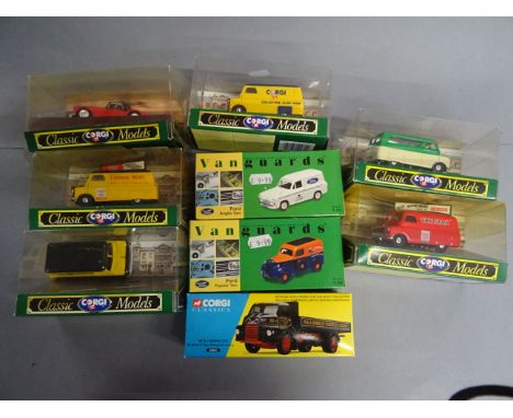 Nine Boxed diecast vehicles to include; Corgi Classics D981 x 3, D982 x 2, D732M, 20001, Vanguards 1:43 scale VA06200, VA0041