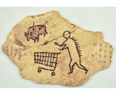 Banksy (British, b.1973)
A "Peckham Rock" wood postcard with original receipt from British Museum and British Museum pamphlet