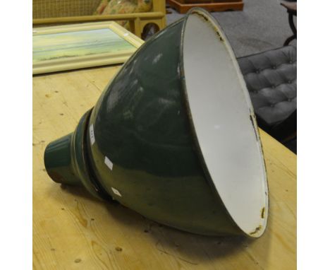 A green enameled incubation lamp shade 