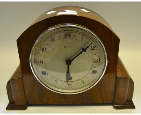 A Bentimo walnut mantel clock, c.1930